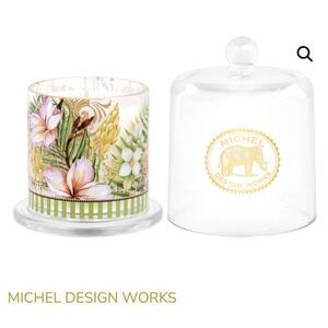 Michel Design Works Island Breeze Cloche Candle. NWT. Sealed. Tropical green gin